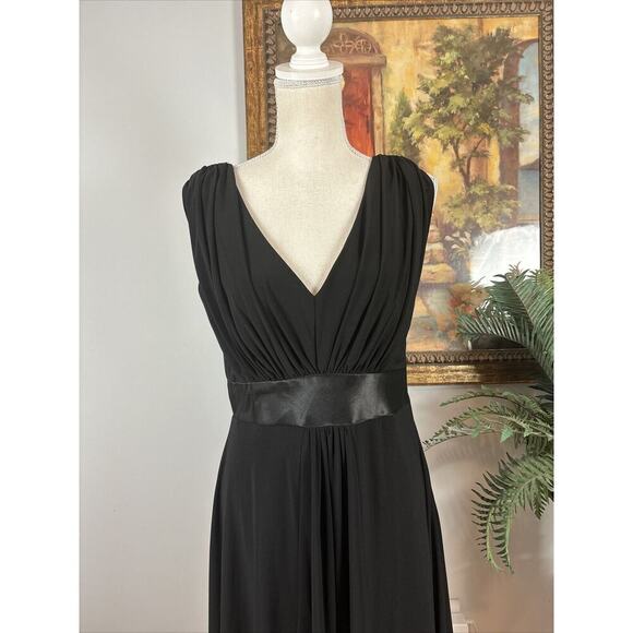 Jessica Howard Dress Women's 8 Black Sleeveless Draping Pleated V-Neck Collarles - Picture 6 of 14